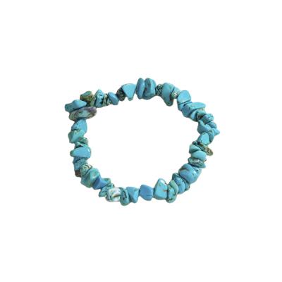 China 2021 CIA Wind Sale 2021 Bangle Fashion Elastic Bracelet Casual/Sporty Hot Blue Natural Rough Turquoise Stone for sale