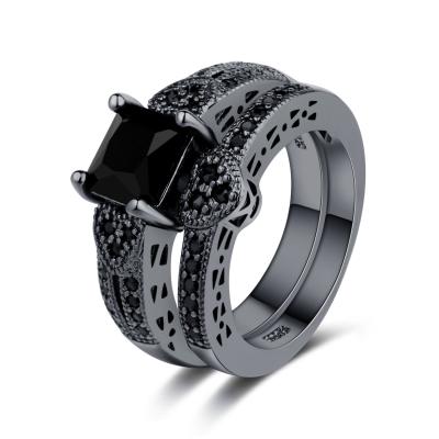 China TRENDY fashion simple black gold ring set with black nano zircon plated black gold ring for sale