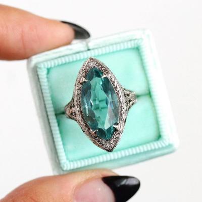 China New Trendy Hot Selling Simple Fashion Horse Eye Zircon Gold Plated Green Ring for sale