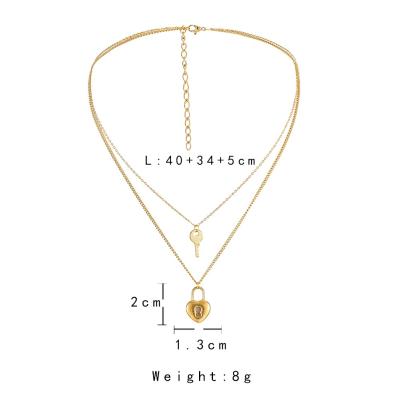 China And American of Hiphop new European style personalized fashion street hip-hop love lock necklace for sale