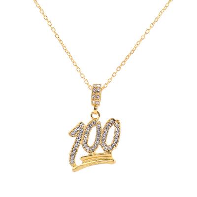 China Hot sale men's hip-hop fashion hip-hop jewelry European and American jewelry selling diamond pendant necklace 100 points pendant for sale