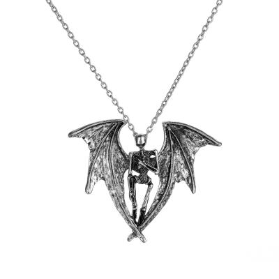 China Creative Luminous Skull Wings Necklace Hiphop Halloween Hiphop Bat Pendant Factory Outlets for sale