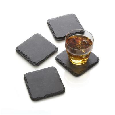 China Modern Slate Drink Coasters Square And Round Stone Coaster With Natural Edge For Cups And Mugs for sale