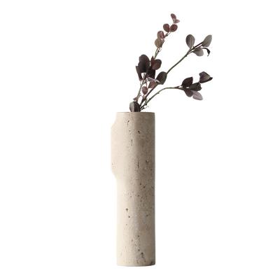 China Art Deco Modern Luxury High End Marble Vase Light Ornaments Flower Decorations Home Decor Stone Vase for sale