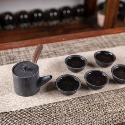 China Japanese style pot design small stone teapot design sustainable dry loop-handled simple teapot set tea making device for sale