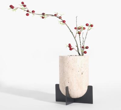 China Art Deco Modern Luxury High End Marble Vase Light Ornaments Flower Decorations Home Decor Stone Vase for sale