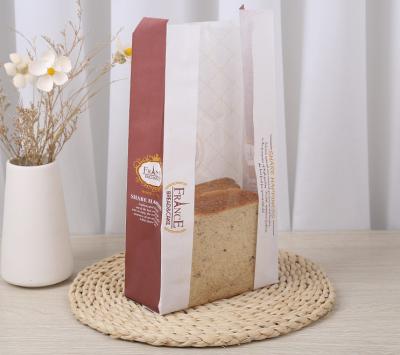 China Eco - Friendly Toast Paper Bag Sandwich Bakery Bread Kraft Paper Bag With Window for sale