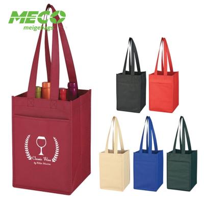 China Reusable Divided Wine Waterproof Nonwoven Tote Bag, 4 Bottle Wine Bags for sale