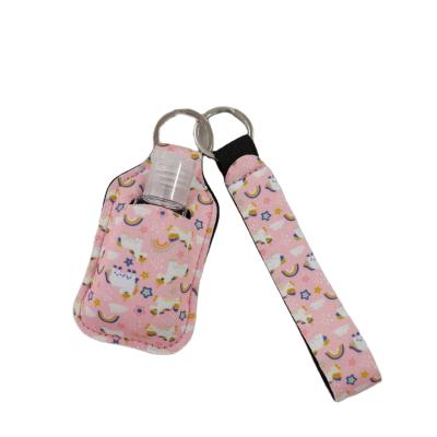 China Travel Size Pink Hand Sanitizer Holder Key Chain Neoprene Convenient Home Toilet Soap With Round Ring for sale