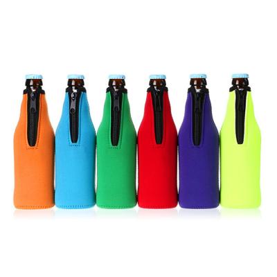 China Top Qualtity Neoprene Beer Bottle Waterproof Cooler Sleeve With Zipper Bottle Holder Cover for sale