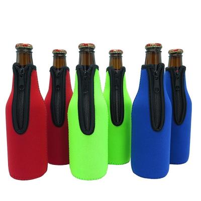 China Waterproof Wholesale Neoprene Beer Holder Beer Bottle Sleeve With Zipper for sale