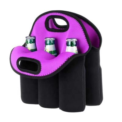 China Custom Wholesale Neoprene Waterproof 6 Pack Wine Cooler Bag With Logo Print for sale