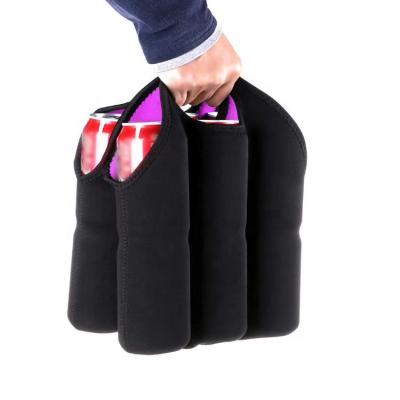 China Waterproof Neoprene Wine Cooler Promotional Neoprene Travel Bottle Tote Bag Wine Bag 6 Bottles Portable Packaging for sale