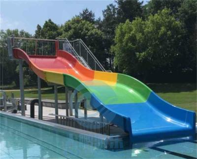 China Children Rainbow Color Fiberglass Family Wide Slide For Aqua Park for sale