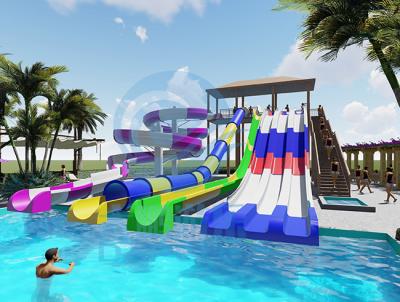 China Commercial FRP Swimming Pool Water Slide Combo 7m Height For All Ages for sale