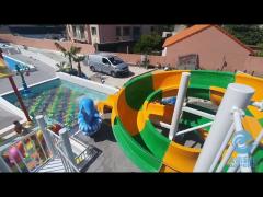 3 Meters High Open Body Slide, Green And Yellow Swimming Pool Slide