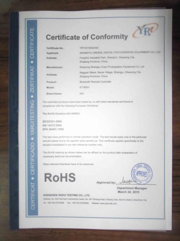 RoHS - Shaoxing Shangyu Enze Photographic Equipment Co., Ltd.