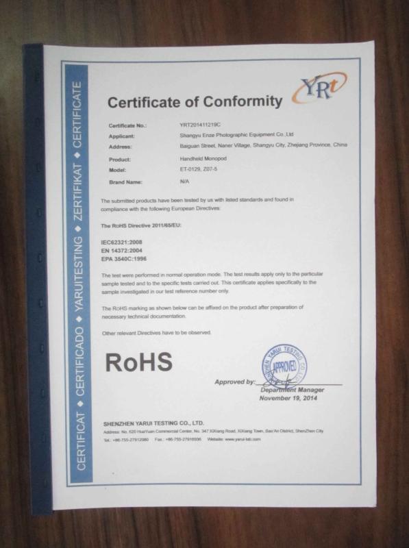 RoHS - Shaoxing Shangyu Enze Photographic Equipment Co., Ltd.