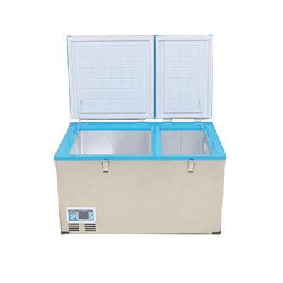 China High Quality Low Noise Double Door Stainless Steel Freezer Mini Fridge 100l For Boat Truck RV for sale