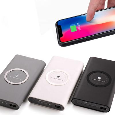 China High Capacity Qi Standard Portable Cell Phone Charger Wireless Power Bank 10000mah For iPhone 8 Max 8p X Xr Xs for sale