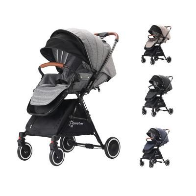 China Aluminum/Plastic/Cloth/Metals Light Up Ultra Folding Baby Carriage Can Sit Extended Sun Shade BB Stroller With Umbrella for sale