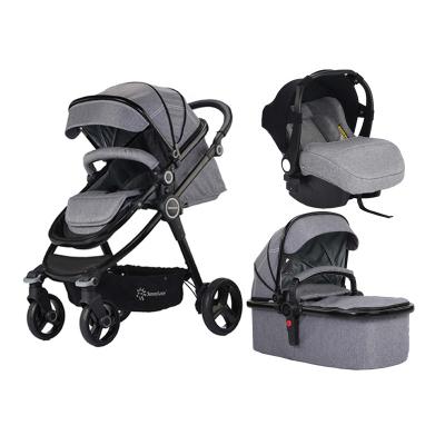 China Hot Selling Baby Mum Plastic/Fabric/Metal Stroller 3 in 1 Travel System Baby - Doll Stroller Car Seat for sale