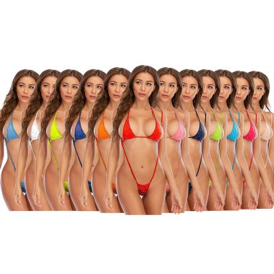 China Mature women in 2021 summer women's underwear hot diamond three-point bikini suit girl thong sexy bikini sexy lingerie for sale