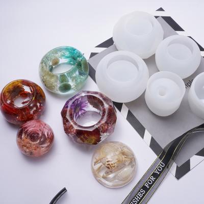 China Free Sample DIY Resin Mold Viable Crystal Tea Light Candle Holder Silicone Mold for Wedding Centerpiece Table Decor for sale