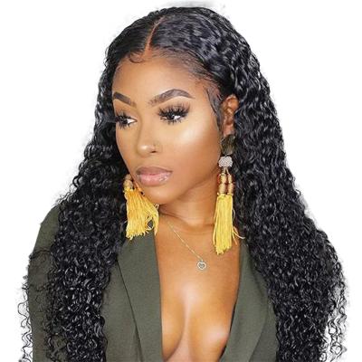 China Cheap Deep Wave Curly Wig Transparent Wave Wigs Short Full Human Hair No Brazilian Hair Lace Band for sale