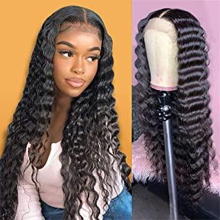 China New Design Deep Wave Deep Wave Color Hair Net Closure Curly Cut Transparent Wigs Long 14 for sale