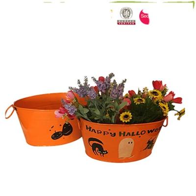 China CLASSIC Halloween Galvanized Zinc Bucket With Painting for sale