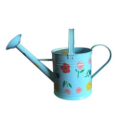 China Decorative yellow metal metal watering can with hand painting flowers for sale