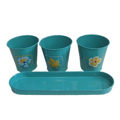 China CLASSIC Garden Planters Hand Planters and Metal Plant Paint Pots with Tray for sale