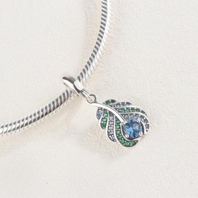 China Long Color Keeping Nice Big Blue Gemstone Heart Shape Charm 925 Silver With Lots Of CZ Zircon for sale