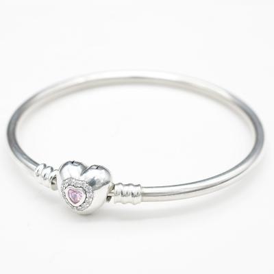 China Original Quality Wholesale Custom Heart Charm 925 Sterling Silver Bracelet for Girl or Women for sale