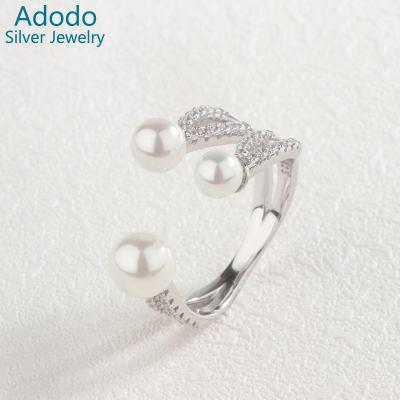 China Silver Private Label Adodo New Design Fashion Jewelry Pearl 925 Silver Freshwater Ring for sale