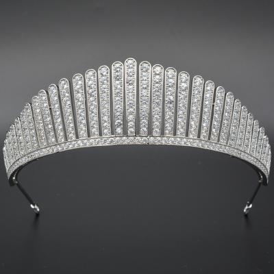 China Environmental friendly brass rhinestone pageant beauty queen crowns or silver princess accessories big jewelry for sale