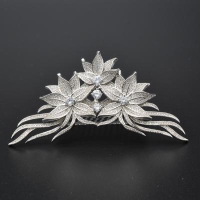 China Environmental friendly brass or silver china diamond tiara jewelry imitation flower crown headband for sale