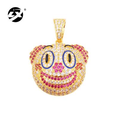 China 2021 Hot Selling Zirconia Cartoon Men's Long Color Keeping Hip Hop Jewelry Pendant Bling Funny Clown for sale