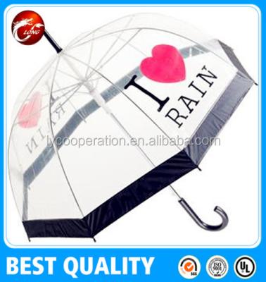 China Nylon Fabric 190T PVC Domed Clear Rain Transparent Vinyl Umbrella for sale