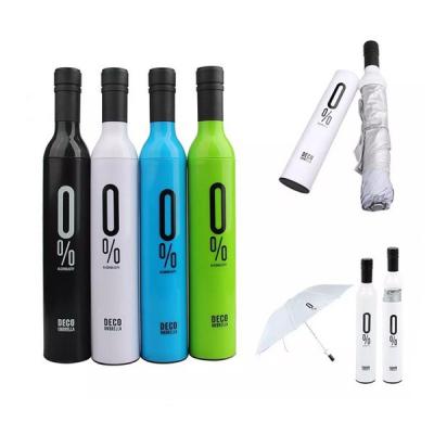 China 2020 wholesale minimalist promotional gift colorful 3 fold wine bottle umbrella with custom logo for sale