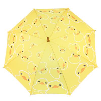 China All in yellow children windproof umbrella, 1 lovely big duck children lean umbella for sale