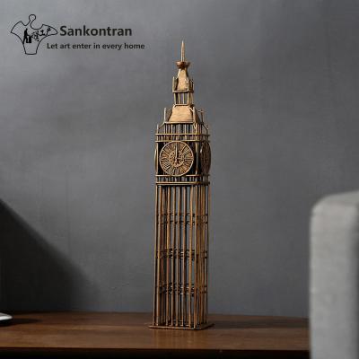 China World Famous Structure London Big Ben Europe Handwork Metal Statue For Home Decor for sale