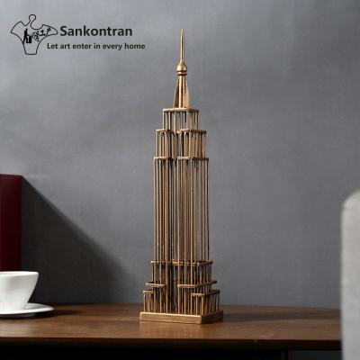 China Europe Handwork Metal Statue Structure World Famous Empire State Building For Home Decor for sale