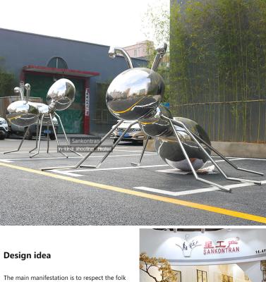 China China 3D Polished 316 Stainless Steel Ant Garden Sculpture Huge Mirror Efficient Outdoor Garden Sculpture 304 Wild Animal for sale