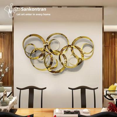 China China Handmade Round Shape Metal Plated Stainless Steel Abstract Wall Art for sale