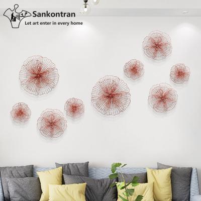 China Handmade Home Decoration Welding Wire Round Abstract 3D Metal Wall Painting for sale