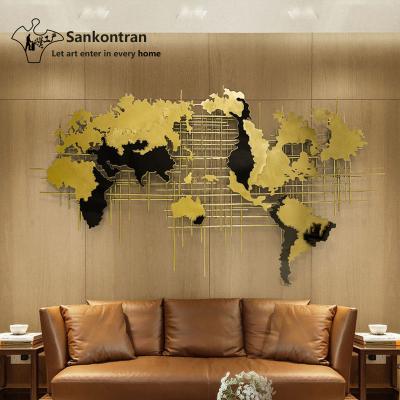 China Handmade Home Decoration 3D Large Wall Hanging Decor Metal World Map for sale