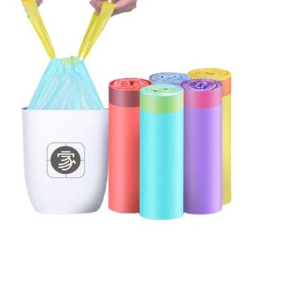 China Disposable factory wholesales household thickening portable automatic closing plastic garbage bags with string for sale