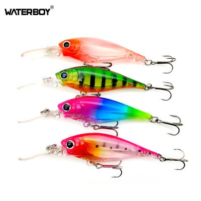 China WATERBOY Plastic Deep Wobbler Swimming Colorful Artificial Long Tongue Realistic 3D Crystal Minnow Fishing Lure Bait 7cm 8.5g Longbil for sale